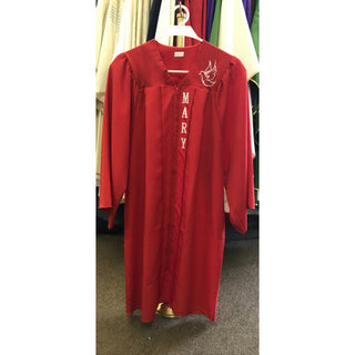 Confirmation Gown with Embroidered Dove, In Red or White-VOLUME PRICING Available