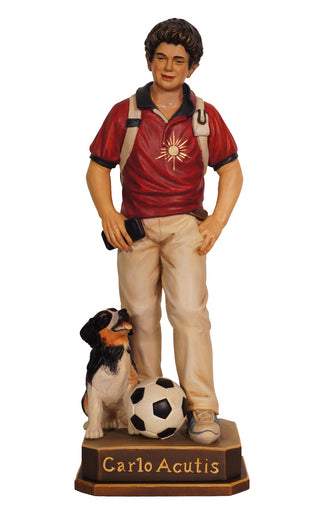 Carlo Acutis with Soccer Ball Statue