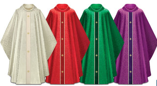 Chasuble with velvet band with gold Crosses