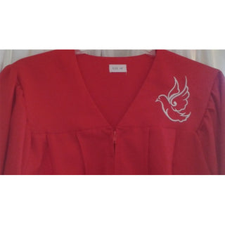 Confirmation Gown with Embroidered Dove, In Red or White-VOLUME PRICING Available