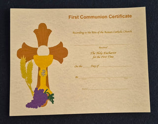 First Communion Parchment Certificate - Pack of 50 with Envelopes
