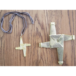 Cross, St. Brigid Cross on brown cord