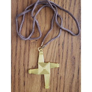 Cross, St. Brigid Cross on brown cord