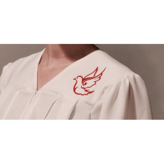 Confirmation Gown with Embroidered Dove, In Red or White-VOLUME PRICING Available