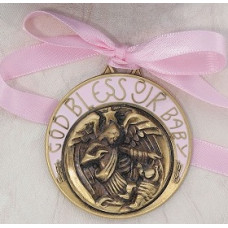 Baby, Guardian Angel Crib Medal, pink or blue