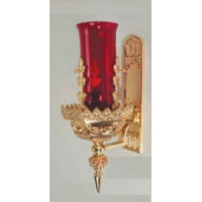 Sanctuary Candle Wall Sconce, Detailed, Cross on Base 81BSL30 