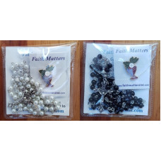 Deluxe First Communion Rosary, Pin, & Prayer Card in clear Rosary Pouch. Volume Discount 25 +