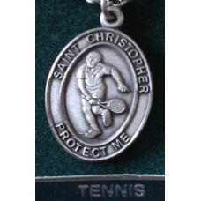 Tennis Saint Christopher Medal with Chain