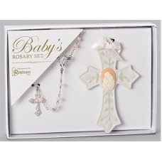Rosary Cross Baby's Set - Pink or Blue