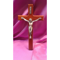 Crucifix, Walnut Wood Cross, 8"H